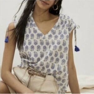 Anthropologie Boho Floral Tassel Top - NWT